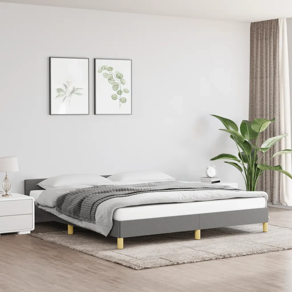 Letto matrimoniale | Letto per adulti | Giroletto senza Materasso Grigio Scuro 180x200 cm Tessuto - Image 2