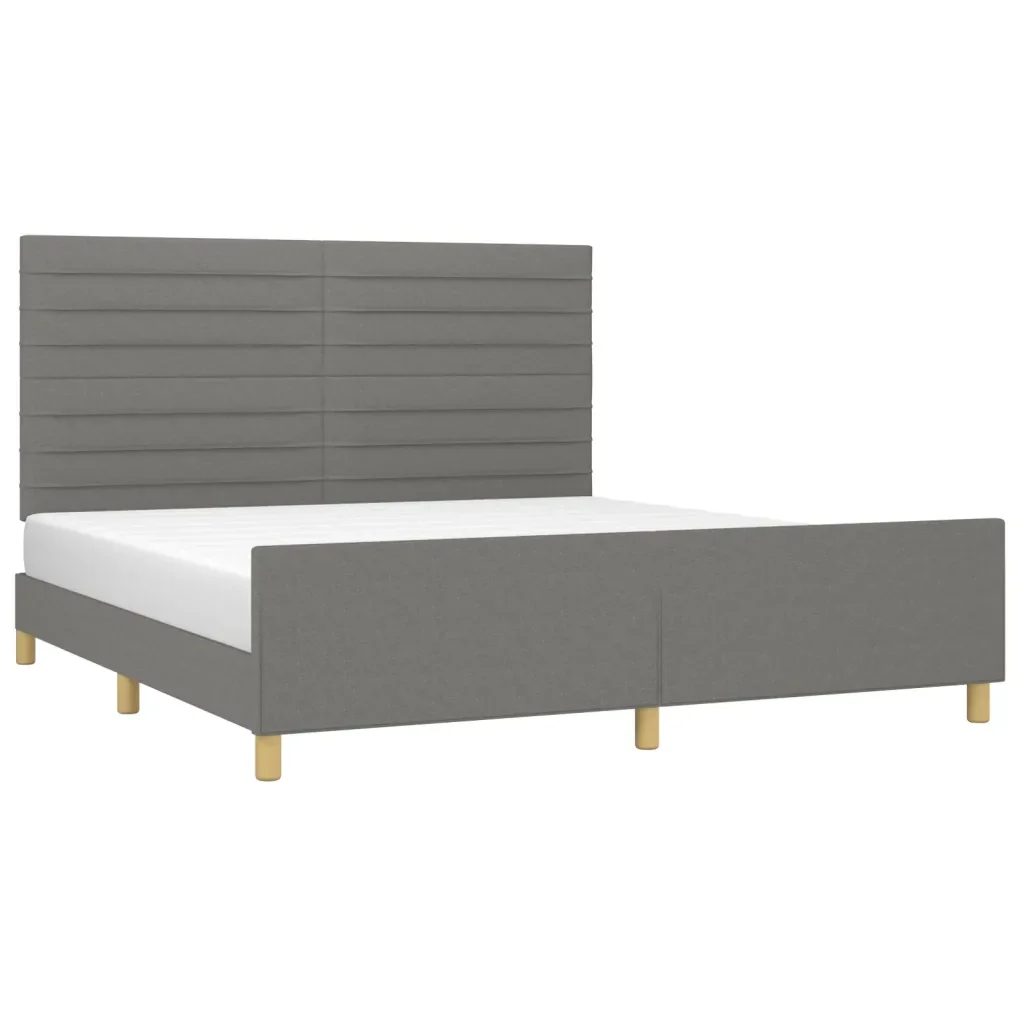 Letto matrimoniale | Letto per adulti | Giroletto senza Materasso Grigio Scuro 180x200 cm Tessuto - Image 3