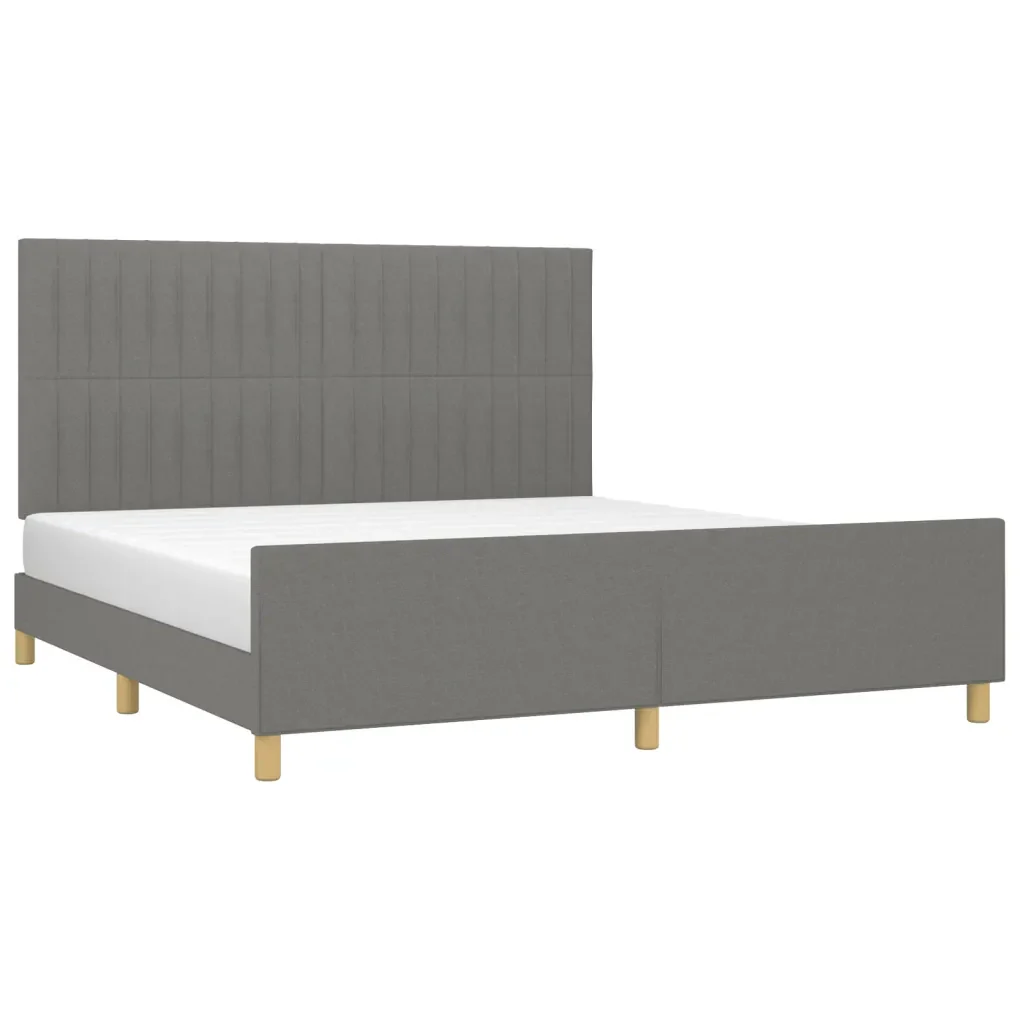 Letto matrimoniale | Letto per adulti | Giroletto senza Materasso Grigio Scuro 180x200 cm Tessuto - Image 3