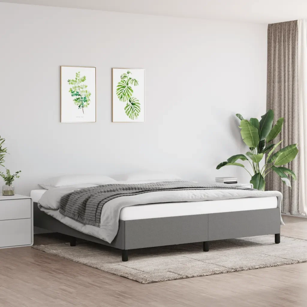 Letto matrimoniale | Letto per adulti | Giroletto senza Materasso Grigio Scuro 180x200 cm Tessuto - Image 2