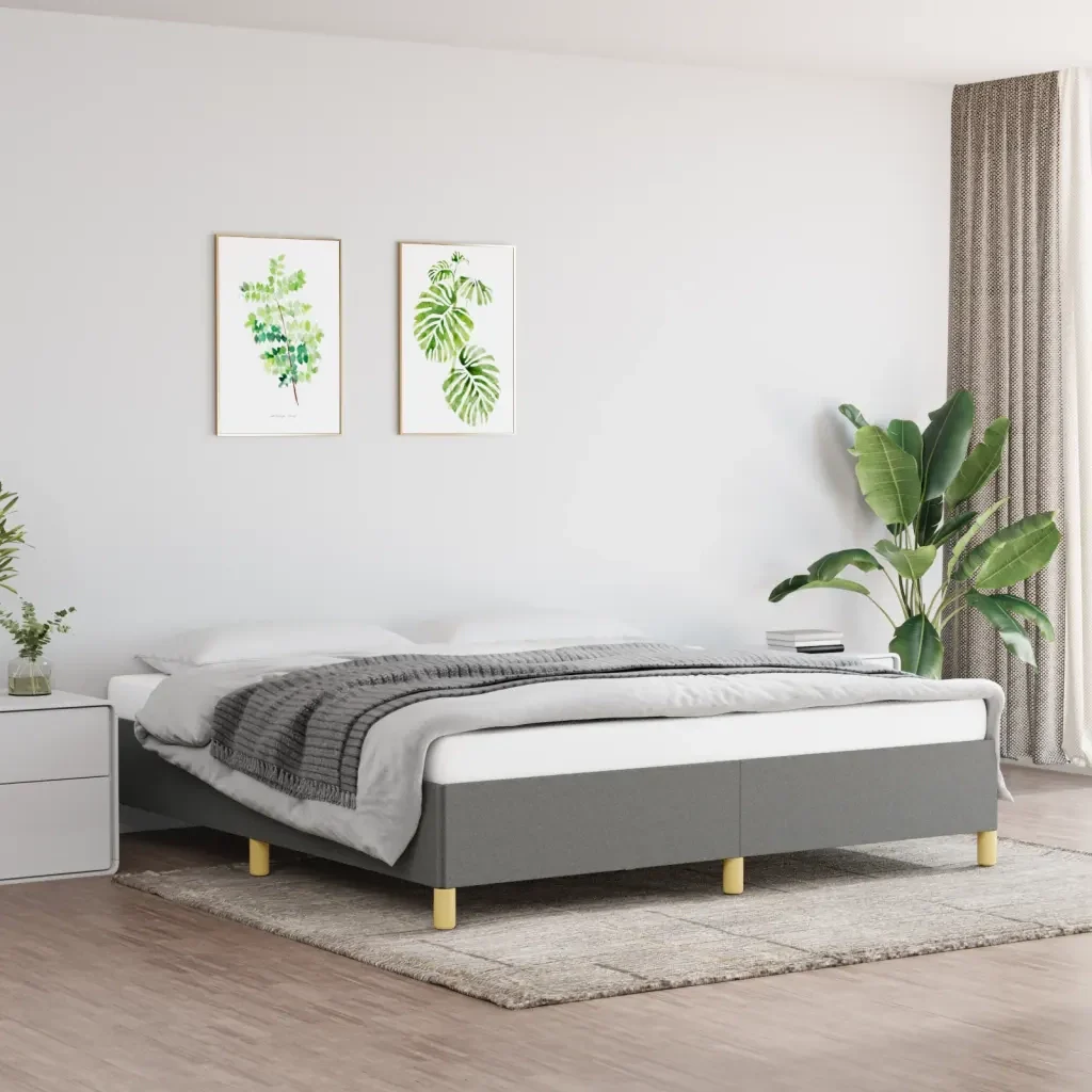 Letto matrimoniale | Letto per adulti | Giroletto senza Materasso Grigio Scuro 180x200 cm Tessuto - Image 2