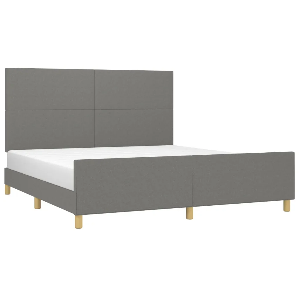 Letto matrimoniale | Letto per adulti | Giroletto senza Materasso Grigio Scuro 180x200 cm Tessuto - Image 3
