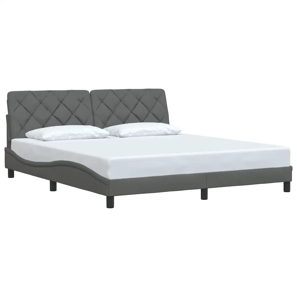 Letto matrimoniale | Letto per adulti | Giroletto senza Materasso Grigio Scuro 180x200 cm Tessuto - Image 3