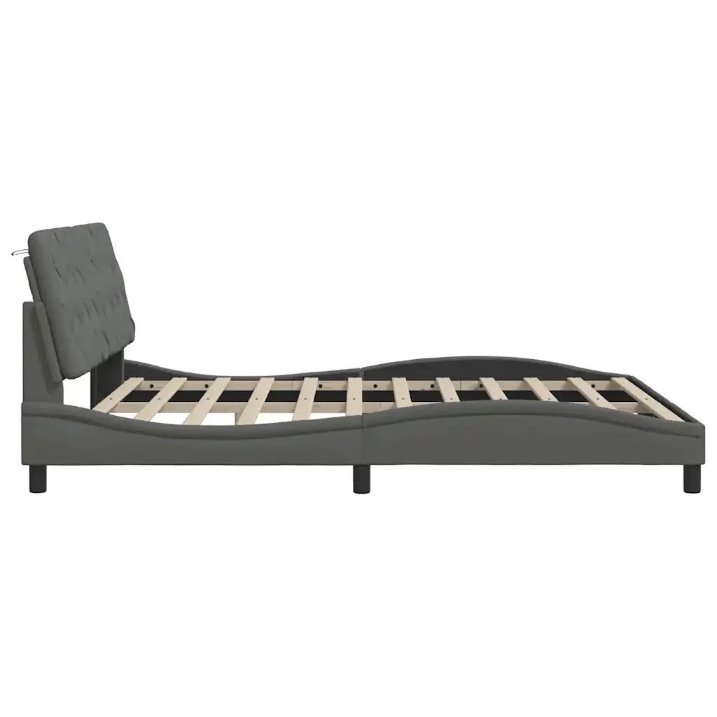 Letto matrimoniale | Letto per adulti | Giroletto senza Materasso Grigio Scuro 180x200 cm Tessuto - Image 8