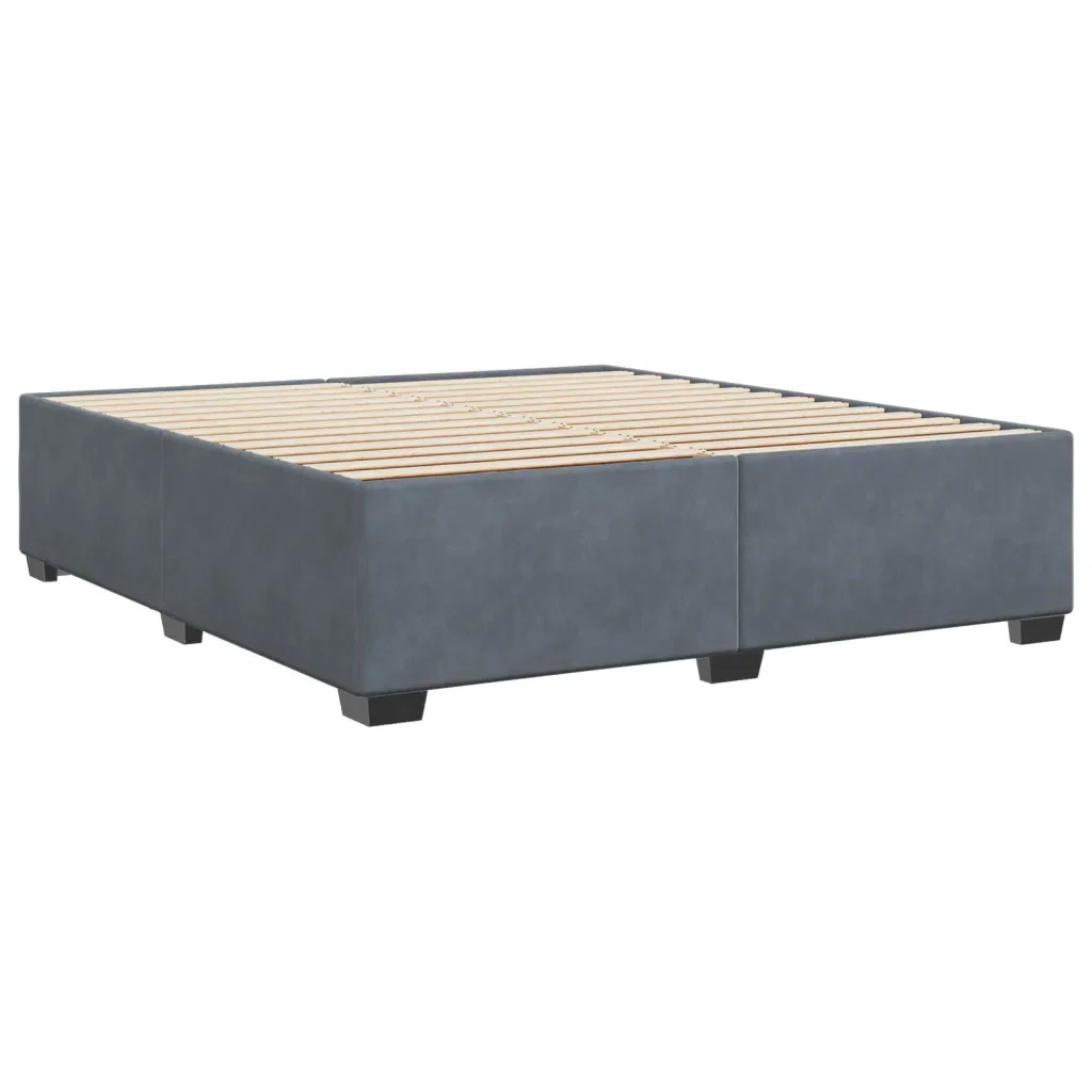 Letto matrimoniale | Letto per adulti | Giroletto senza Materasso Grigio Scuro 180x200 cm Velluto - Image 6