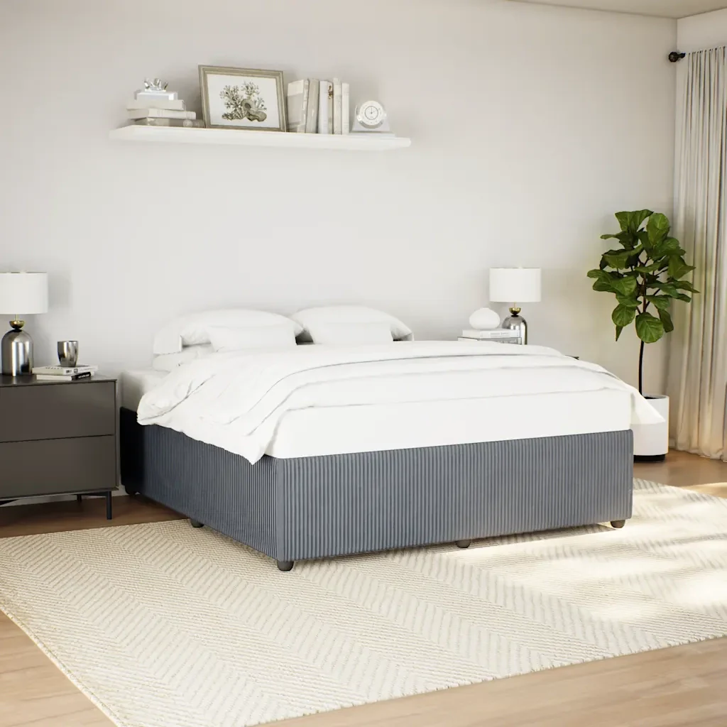 Letto matrimoniale | Letto per adulti | Giroletto senza Materasso Grigio Scuro 180x200 cm Velluto - Image 2