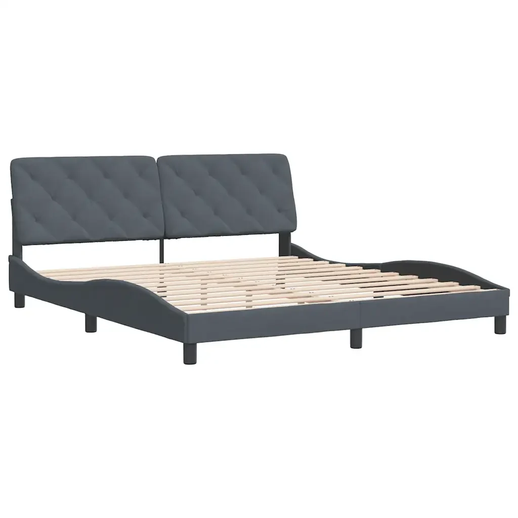 Letto matrimoniale | Letto per adulti | Giroletto senza Materasso Grigio Scuro 180x200 cm Velluto - Image 3