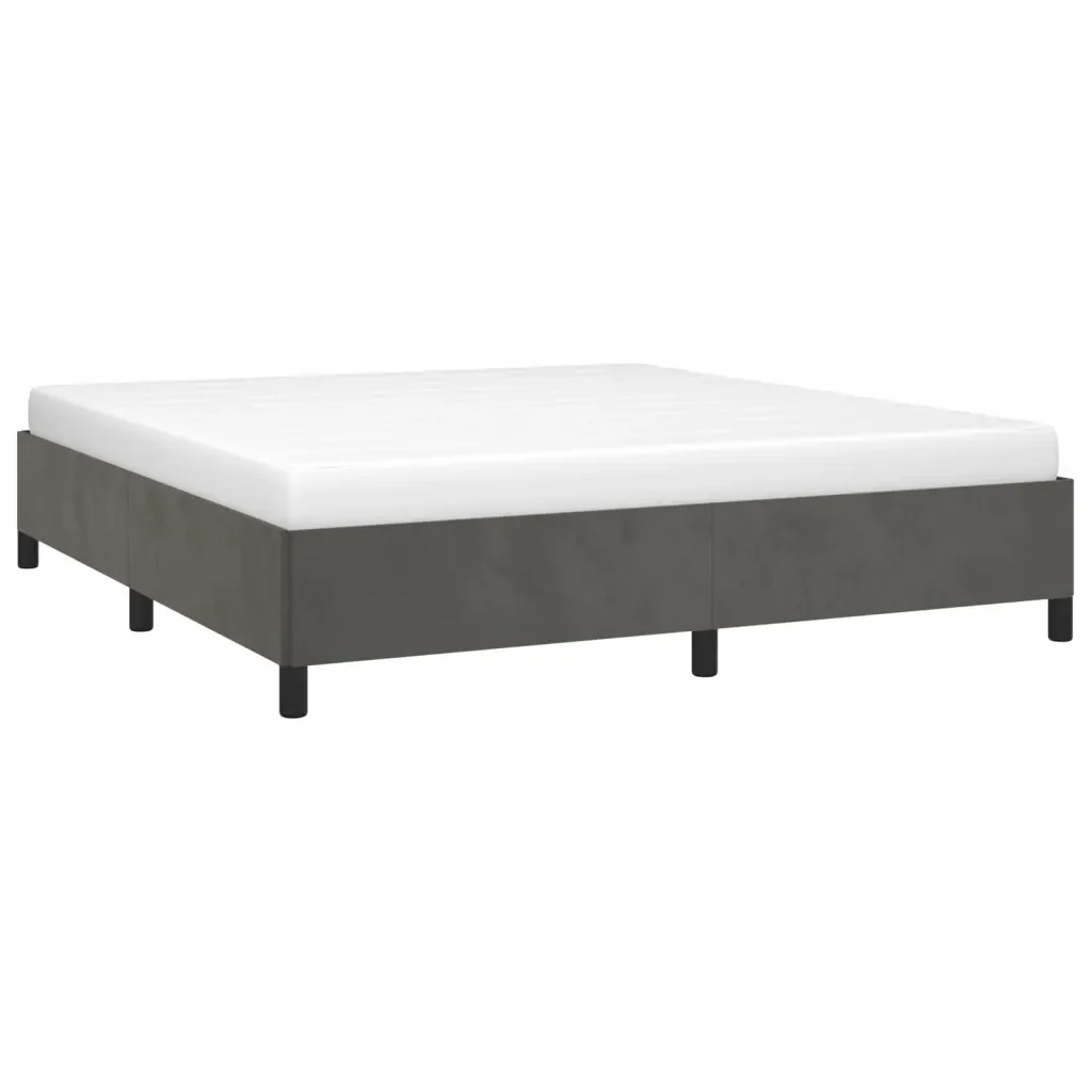 Letto matrimoniale | Letto per adulti | Giroletto senza Materasso Grigio Scuro 180x200 cm Velluto - Image 4