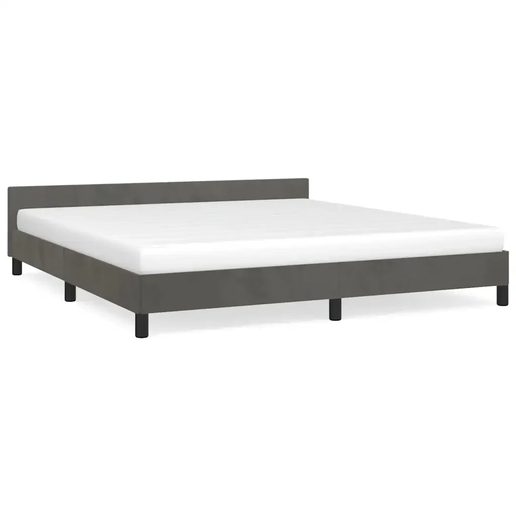 Letto matrimoniale | Letto per adulti | Giroletto senza Materasso Grigio Scuro 180x200 cm Velluto