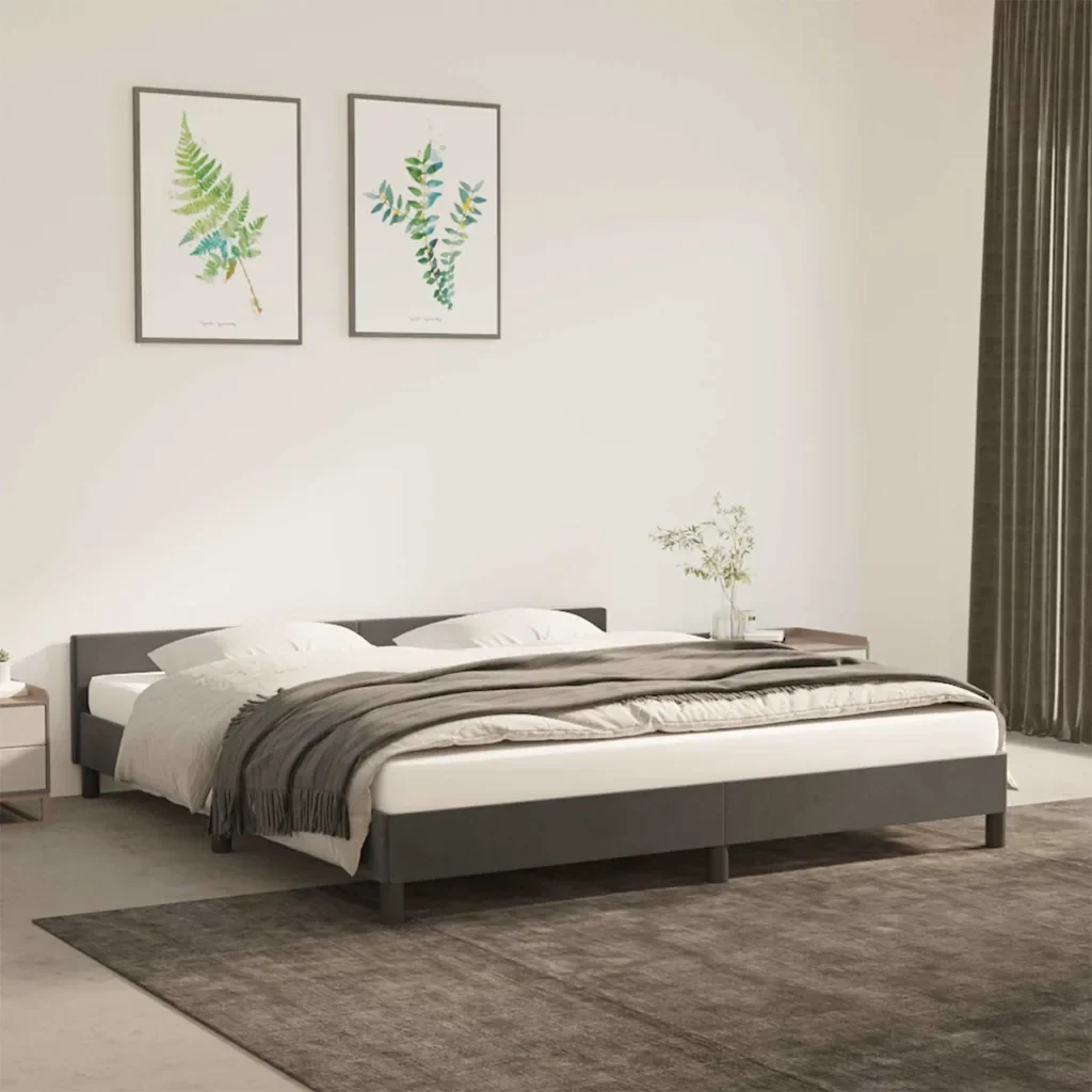Letto matrimoniale | Letto per adulti | Giroletto senza Materasso Grigio Scuro 180x200 cm Velluto - Image 2