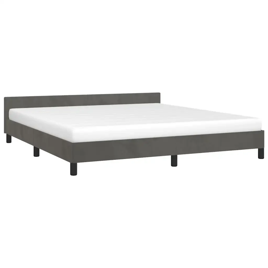 Letto matrimoniale | Letto per adulti | Giroletto senza Materasso Grigio Scuro 180x200 cm Velluto - Image 3