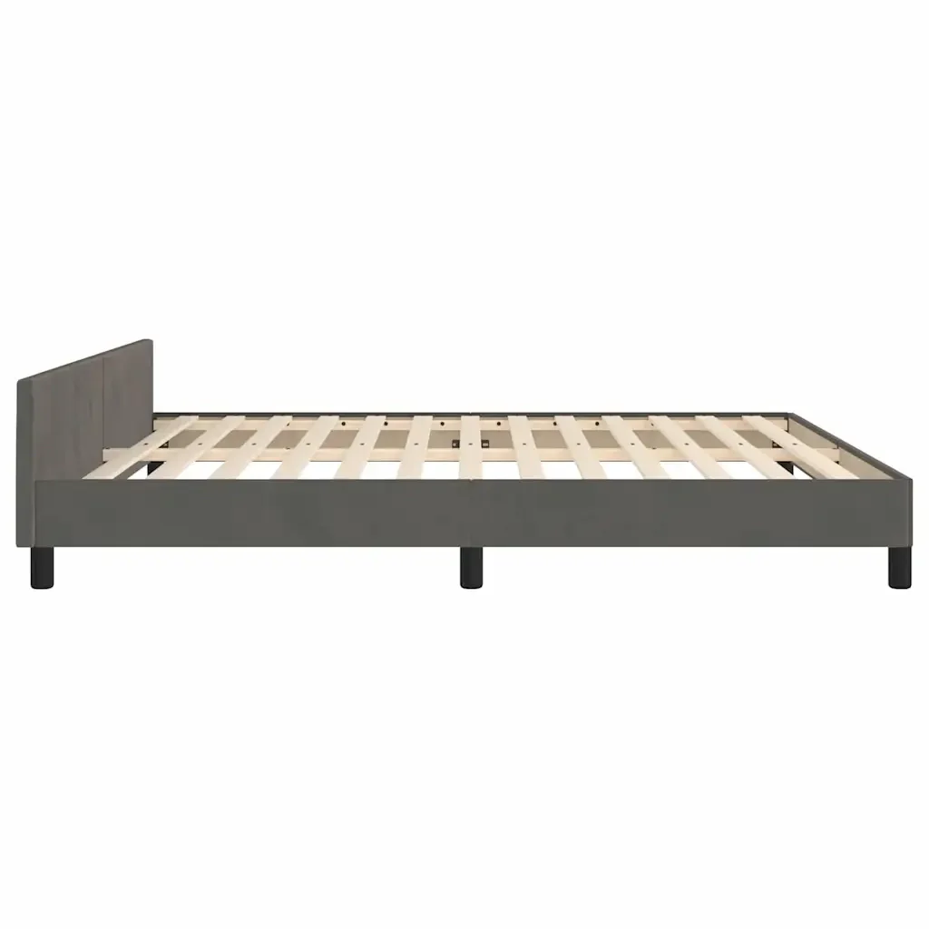 Letto matrimoniale | Letto per adulti | Giroletto senza Materasso Grigio Scuro 180x200 cm Velluto - Image 6