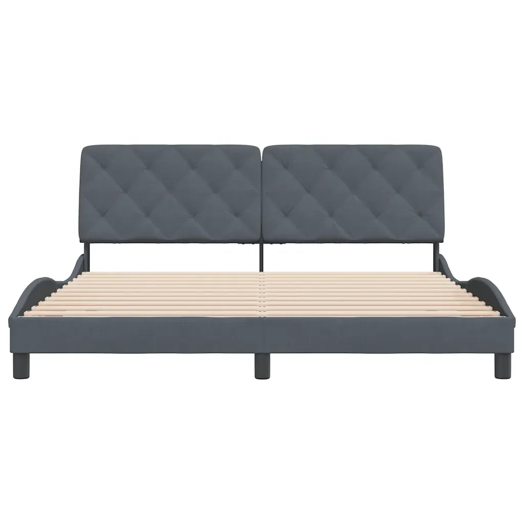 Letto matrimoniale | Letto per adulti | Giroletto senza Materasso Grigio Scuro 180x200 cm Velluto - Image 5