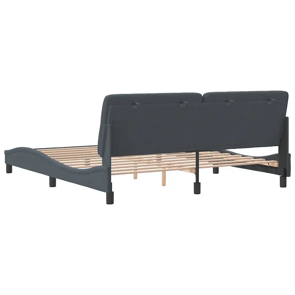 Letto matrimoniale | Letto per adulti | Giroletto senza Materasso Grigio Scuro 180x200 cm Velluto - Image 7