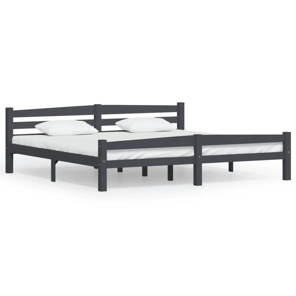 Letto matrimoniale | Letto per adulti | Giroletto senza Materasso Grigio Scuro 200x200 cm Legno Pino