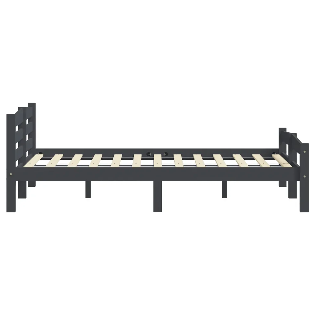 Letto matrimoniale | Letto per adulti | Giroletto senza Materasso Grigio Scuro 200x200 cm Legno Pino - Image 5