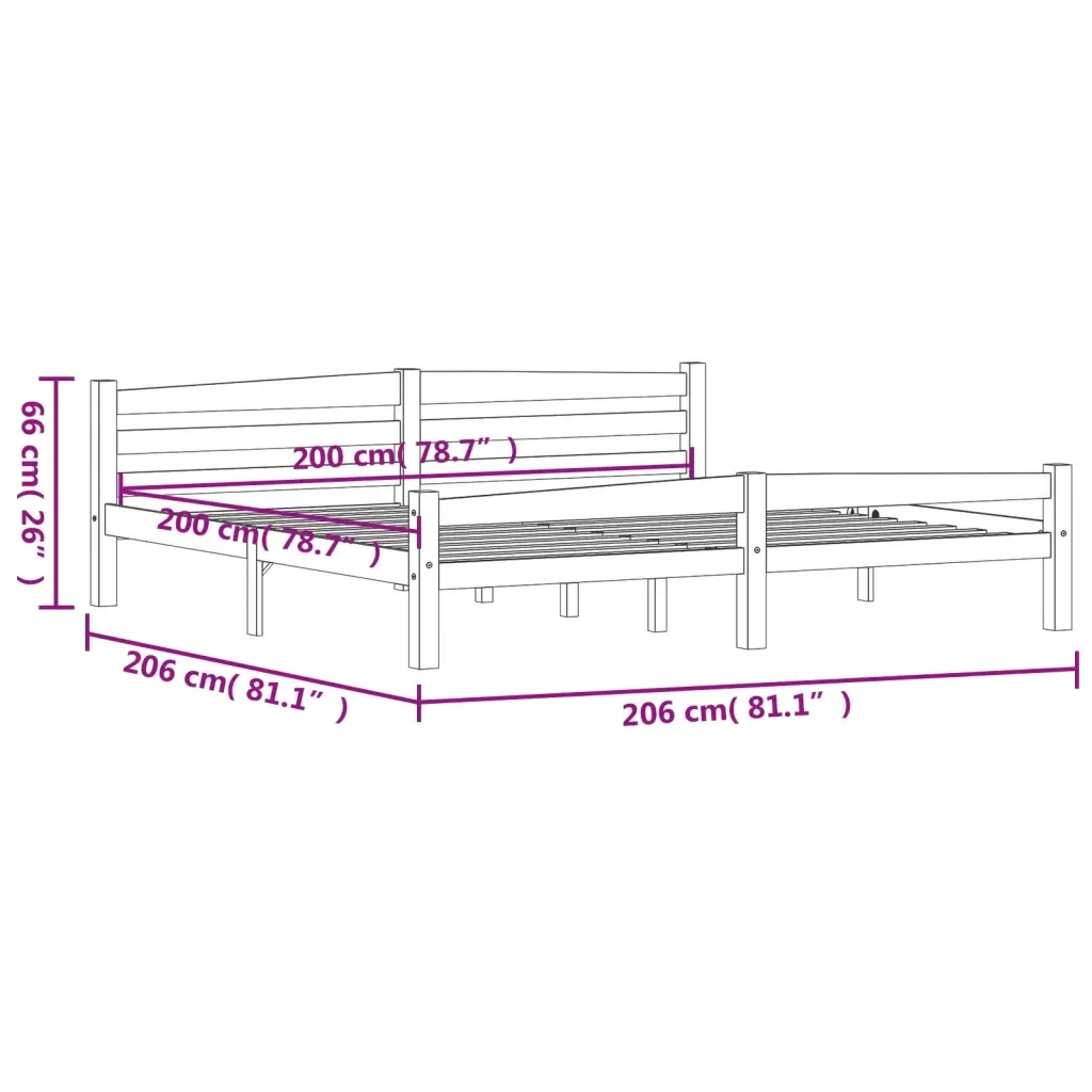 Letto matrimoniale | Letto per adulti | Giroletto senza Materasso Grigio Scuro 200x200 cm Legno Pino - Image 7