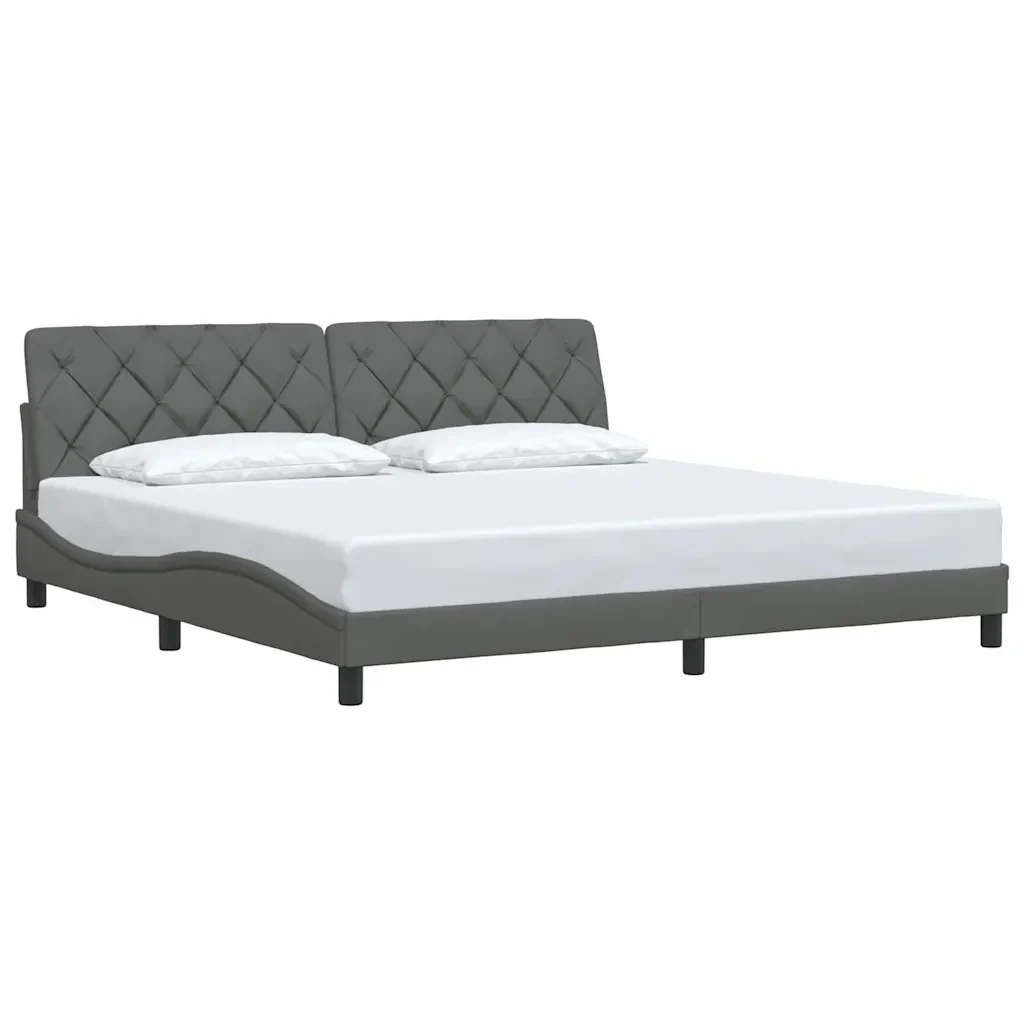 Letto matrimoniale | Letto per adulti | Giroletto senza Materasso Grigio Scuro 200x200 cm Tessuto - Image 4