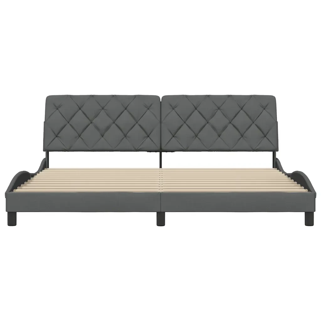 Letto matrimoniale | Letto per adulti | Giroletto senza Materasso Grigio Scuro 200x200 cm Tessuto - Image 5