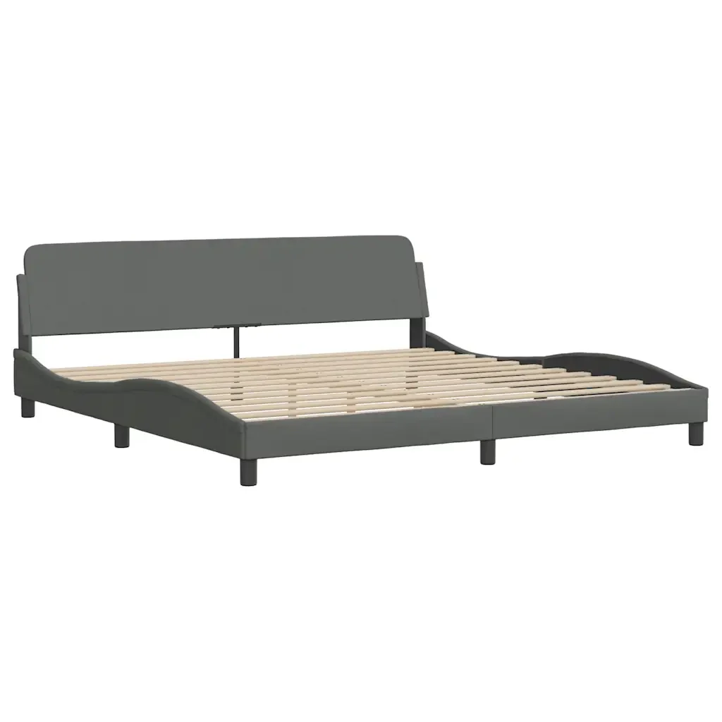 Letto matrimoniale | Letto per adulti | Giroletto senza Materasso Grigio Scuro 200x200 cm Tessuto - Image 6