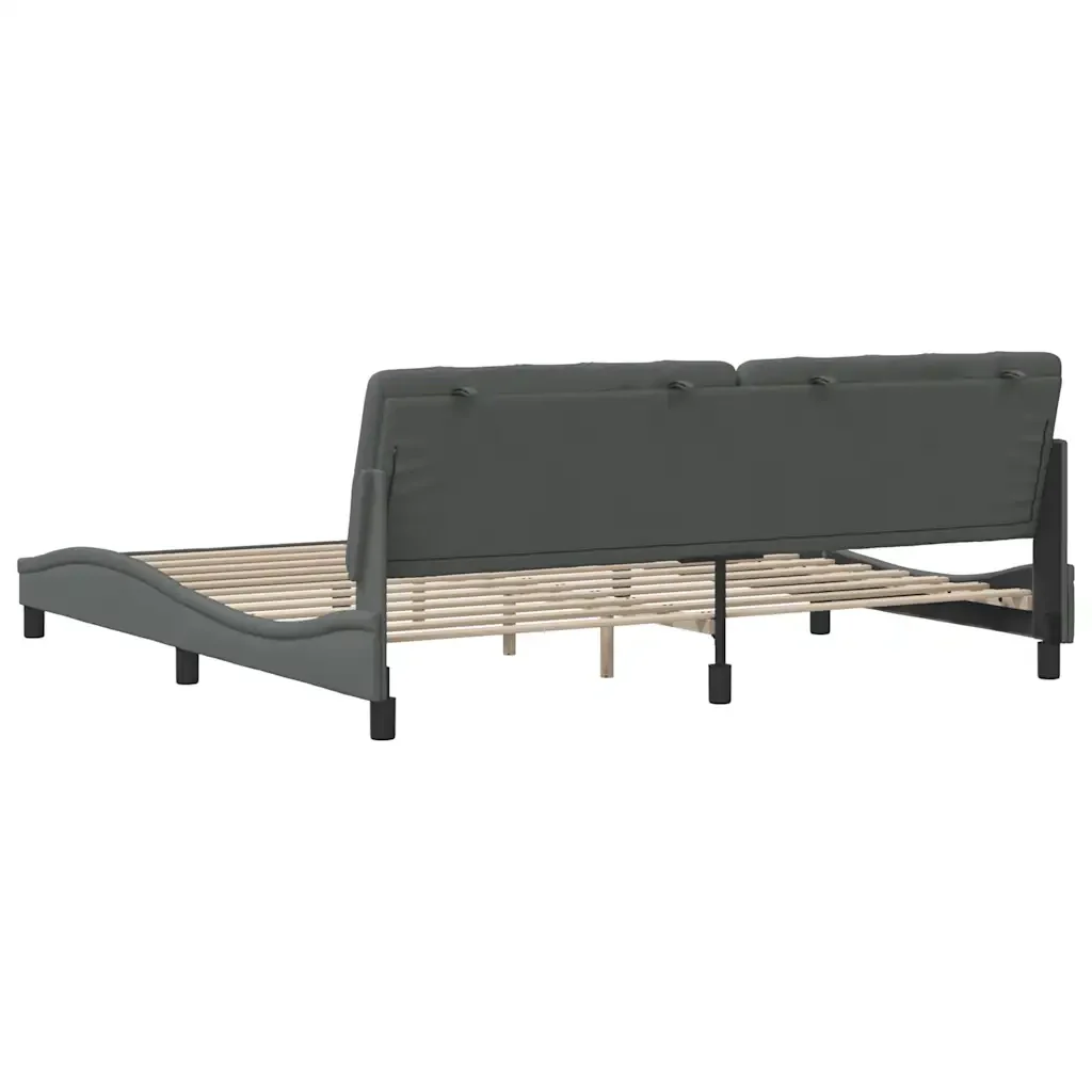 Letto matrimoniale | Letto per adulti | Giroletto senza Materasso Grigio Scuro 200x200 cm Tessuto - Image 9
