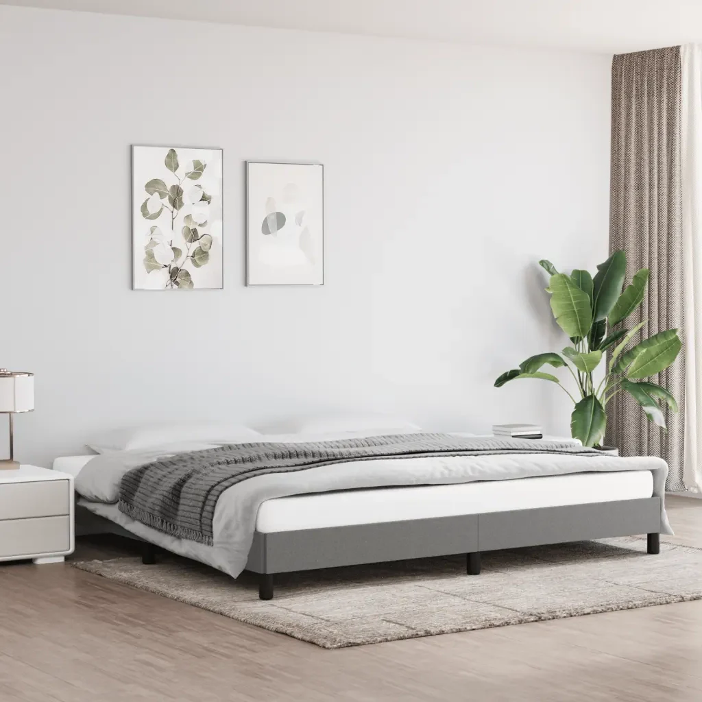 Letto matrimoniale | Letto per adulti | Giroletto senza Materasso Grigio Scuro 200x200 cm Tessuto - Image 2