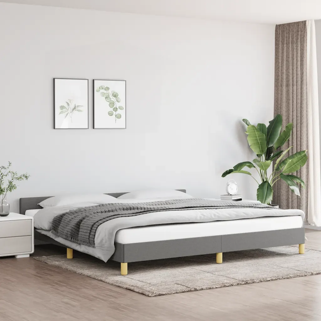 Letto matrimoniale | Letto per adulti | Giroletto senza Materasso Grigio Scuro 200x200 cm Tessuto - Image 2