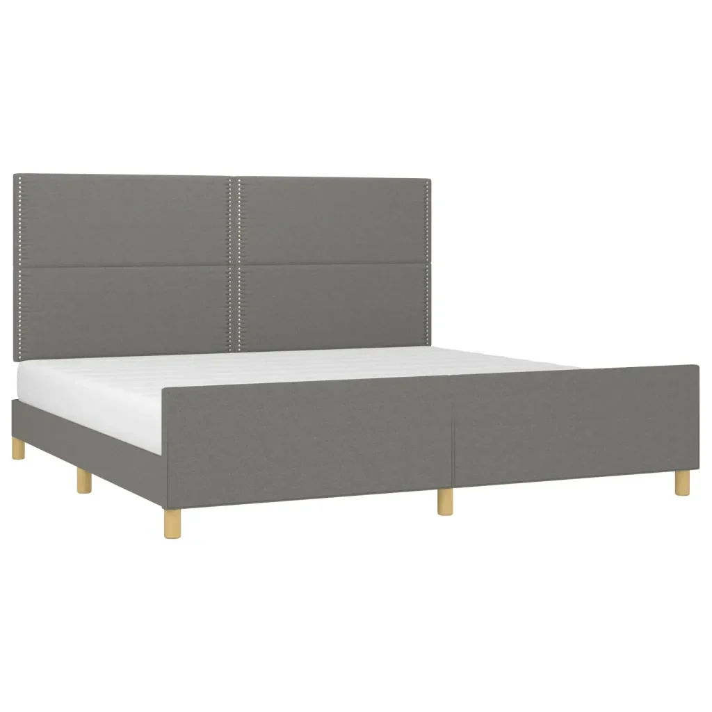 Letto matrimoniale | Letto per adulti | Giroletto senza Materasso Grigio Scuro 200x200 cm Tessuto - Image 4