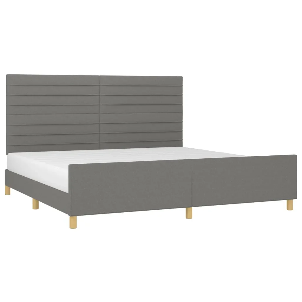 Letto matrimoniale | Letto per adulti | Giroletto senza Materasso Grigio Scuro 200x200 cm Tessuto - Image 3