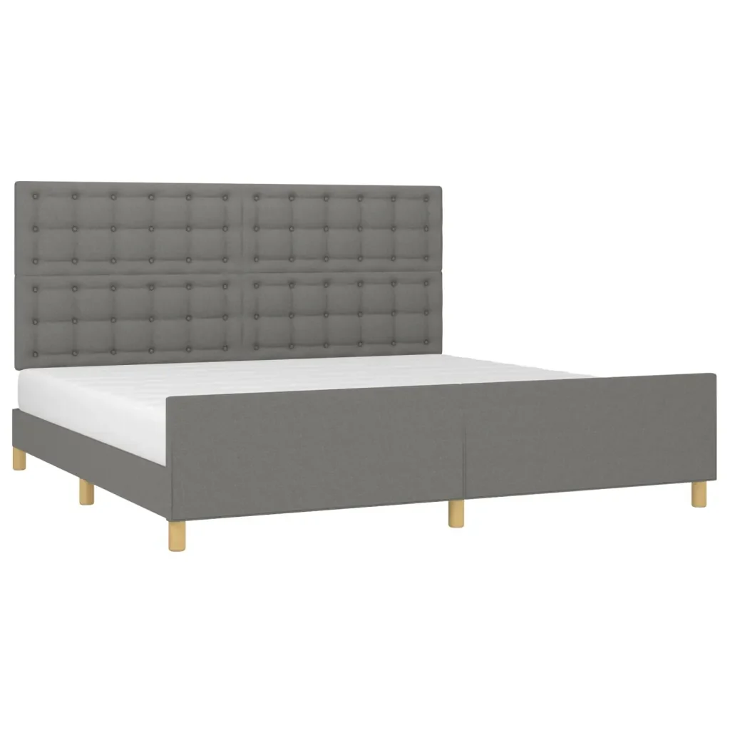 Letto matrimoniale | Letto per adulti | Giroletto senza Materasso Grigio Scuro 200x200 cm Tessuto - Image 3