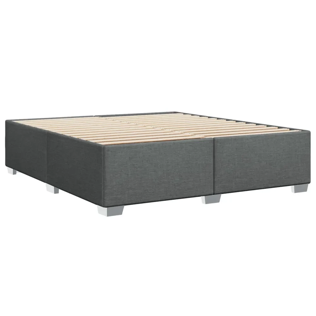 Letto matrimoniale | Letto per adulti | Giroletto senza Materasso Grigio Scuro 200x200 cm Tessuto - Image 6
