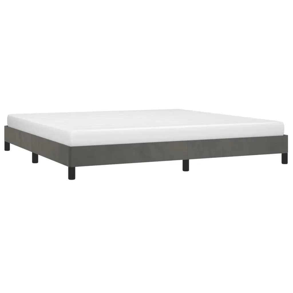 Letto matrimoniale | Letto per adulti | Giroletto senza Materasso Grigio Scuro 200x200 cm Velluto - Image 4