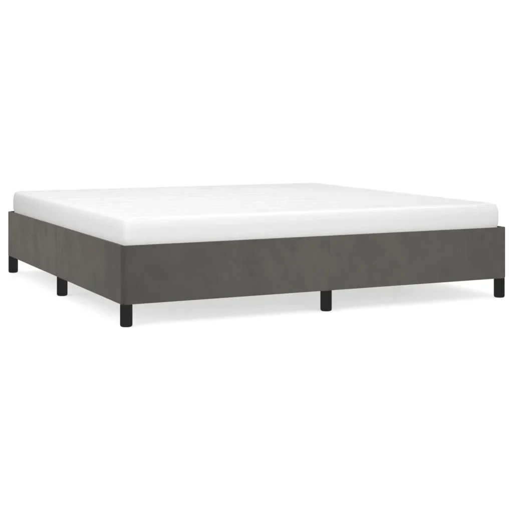 Letto matrimoniale | Letto per adulti | Giroletto senza Materasso Grigio Scuro 200x200 cm Velluto