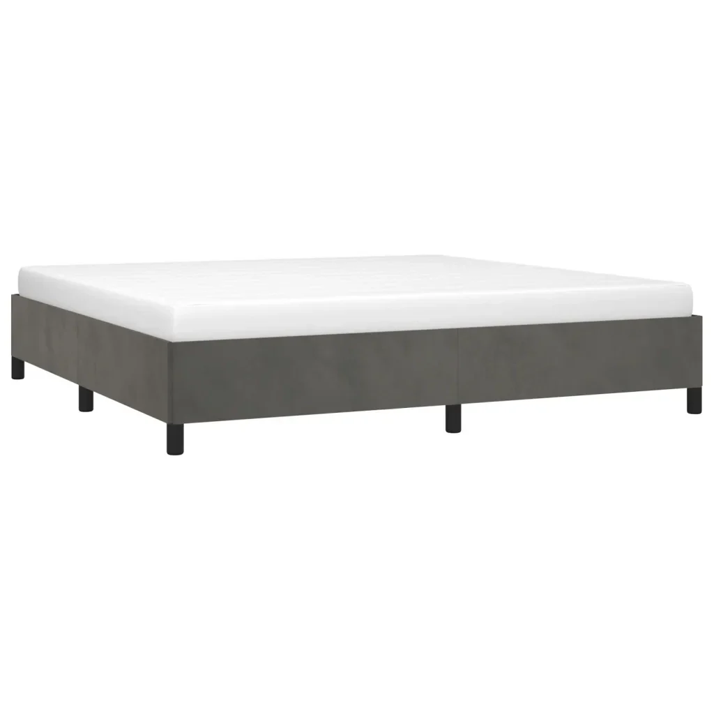 Letto matrimoniale | Letto per adulti | Giroletto senza Materasso Grigio Scuro 200x200 cm Velluto - Image 4