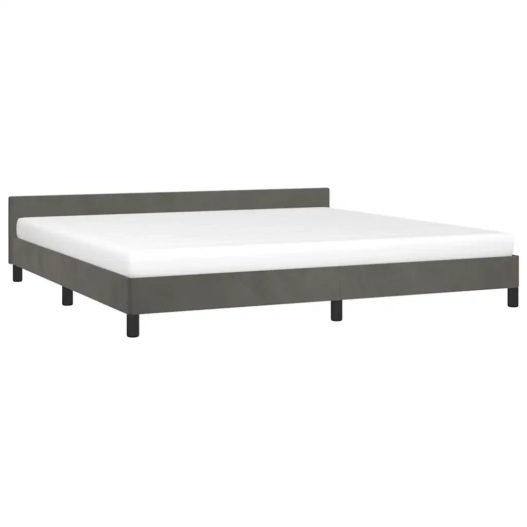Letto matrimoniale | Letto per adulti | Giroletto senza Materasso Grigio Scuro 200x200 cm Velluto - Image 3