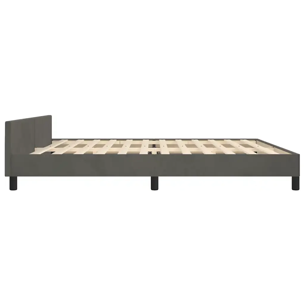 Letto matrimoniale | Letto per adulti | Giroletto senza Materasso Grigio Scuro 200x200 cm Velluto - Image 6