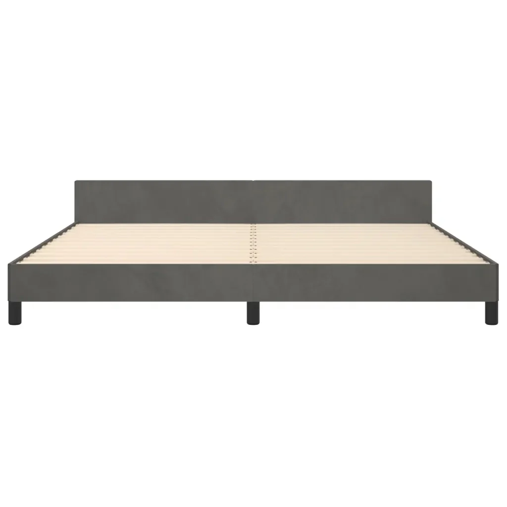 Letto matrimoniale | Letto per adulti | Giroletto senza Materasso Grigio Scuro 200x200 cm Velluto - Image 6