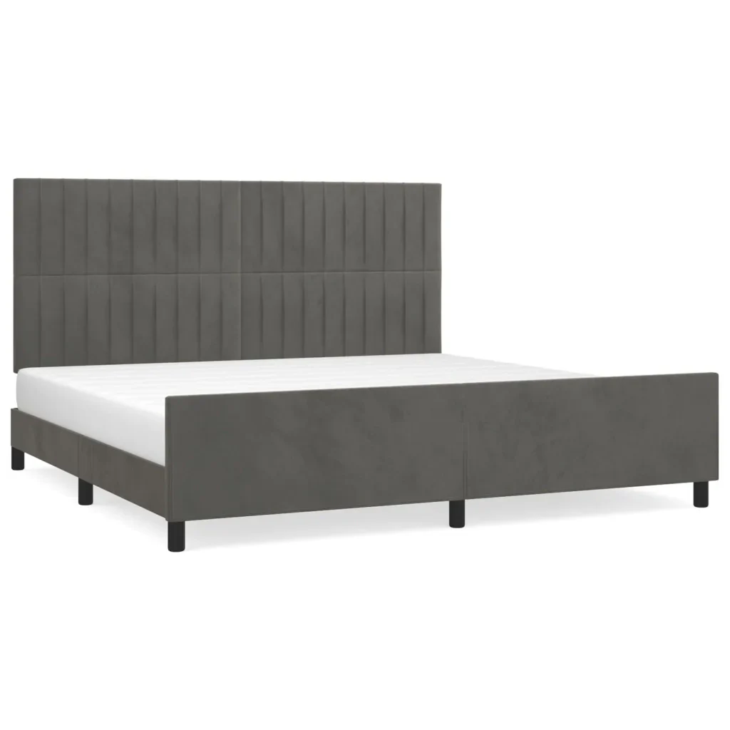 Letto matrimoniale | Letto per adulti | Giroletto senza Materasso Grigio Scuro 200x200 cm Velluto