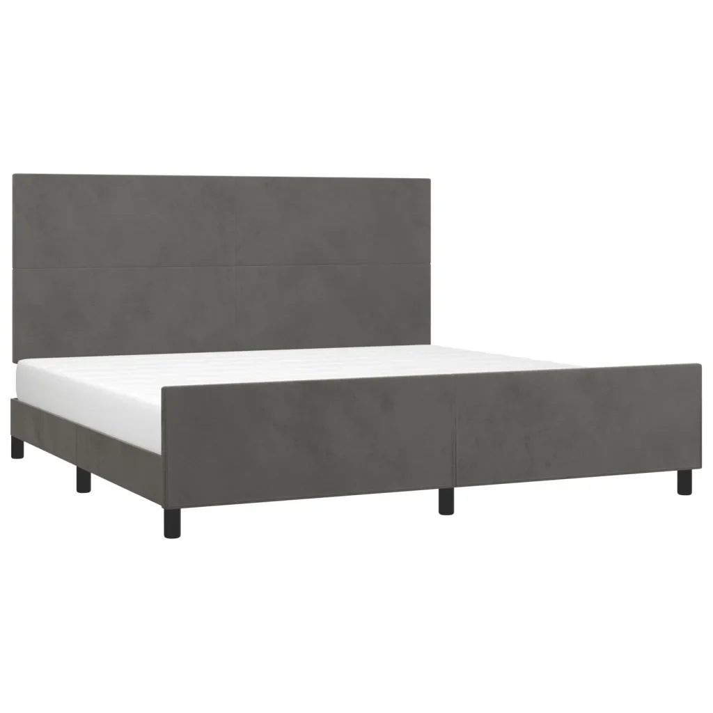 Letto matrimoniale | Letto per adulti | Giroletto senza Materasso Grigio Scuro 200x200 cm Velluto - Image 4