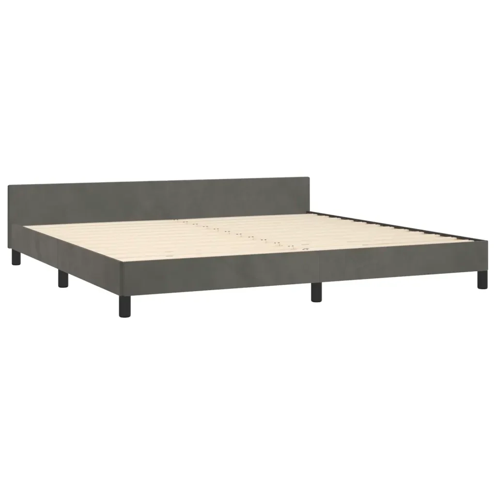 Letto matrimoniale | Letto per adulti | Giroletto senza Materasso Grigio Scuro 200x200 cm Velluto - Image 5