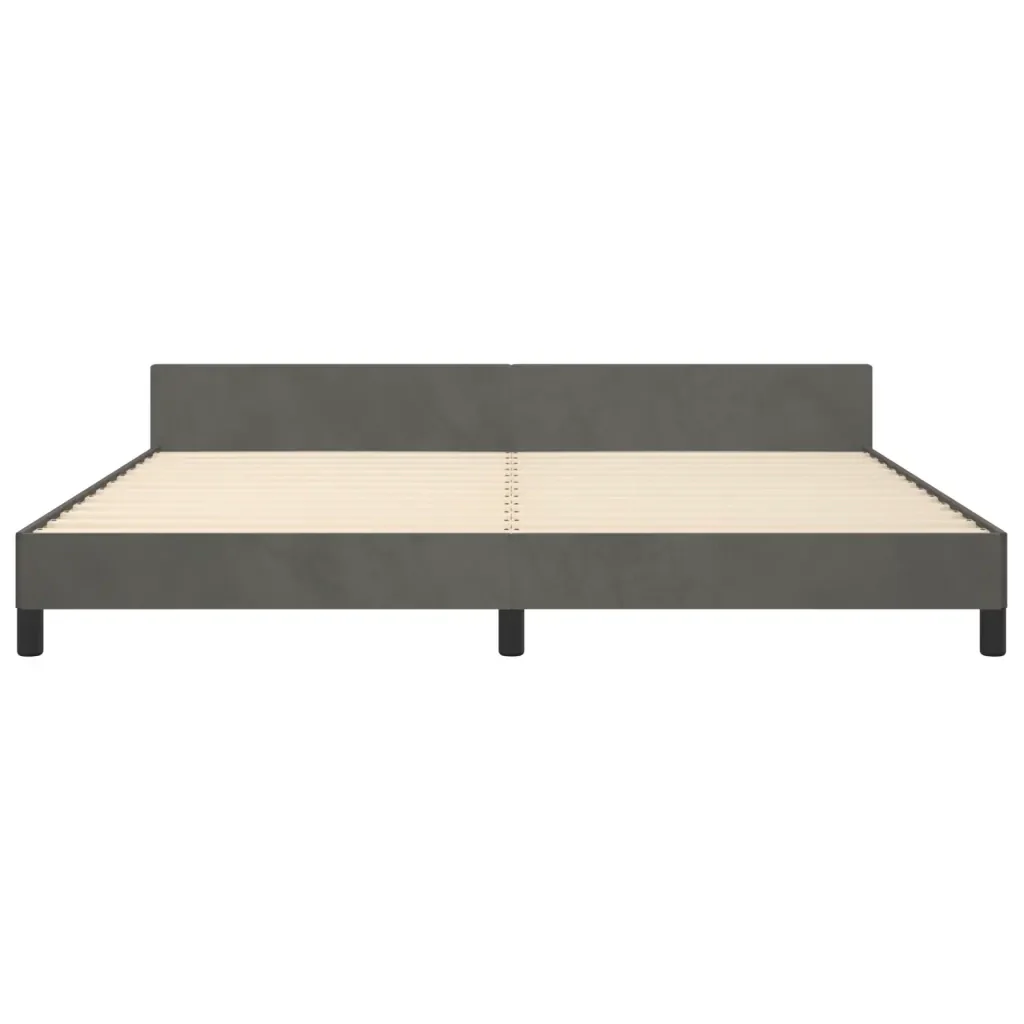 Letto matrimoniale | Letto per adulti | Giroletto senza Materasso Grigio Scuro 200x200 cm Velluto - Image 6