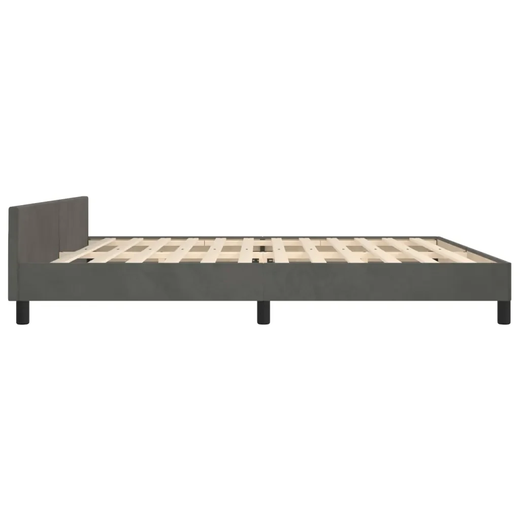 Letto matrimoniale | Letto per adulti | Giroletto senza Materasso Grigio Scuro 200x200 cm Velluto - Image 7
