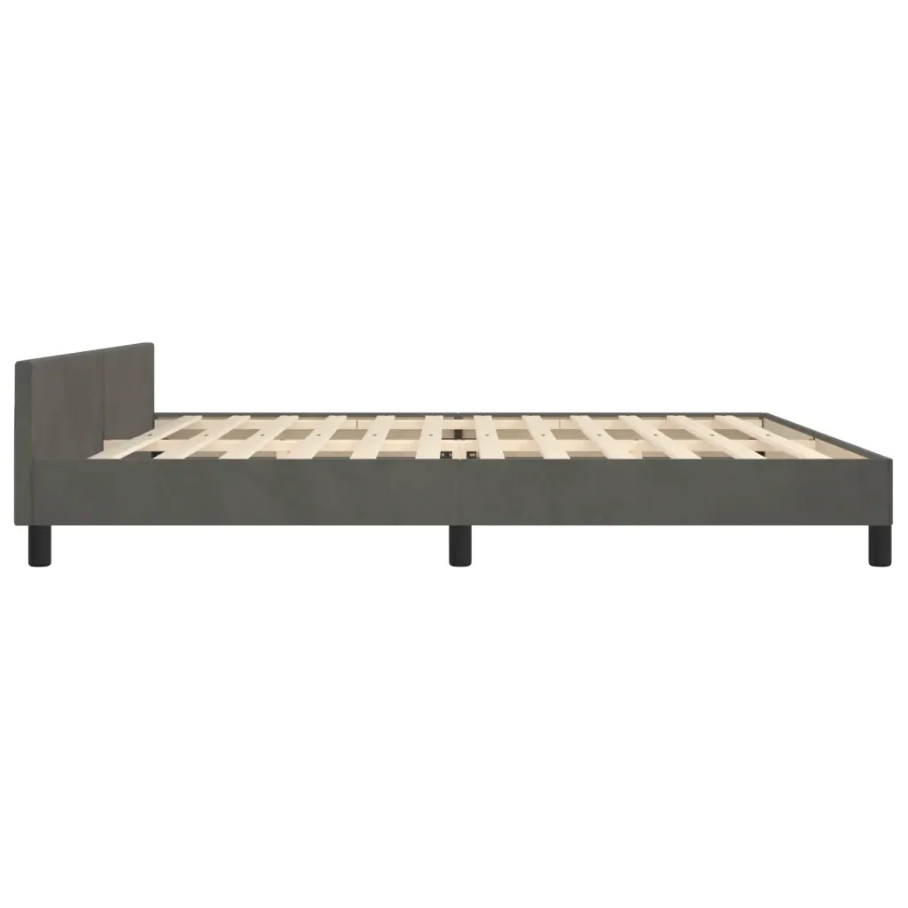 Letto matrimoniale | Letto per adulti | Giroletto senza Materasso Grigio Scuro 200x200 cm Velluto - Image 7