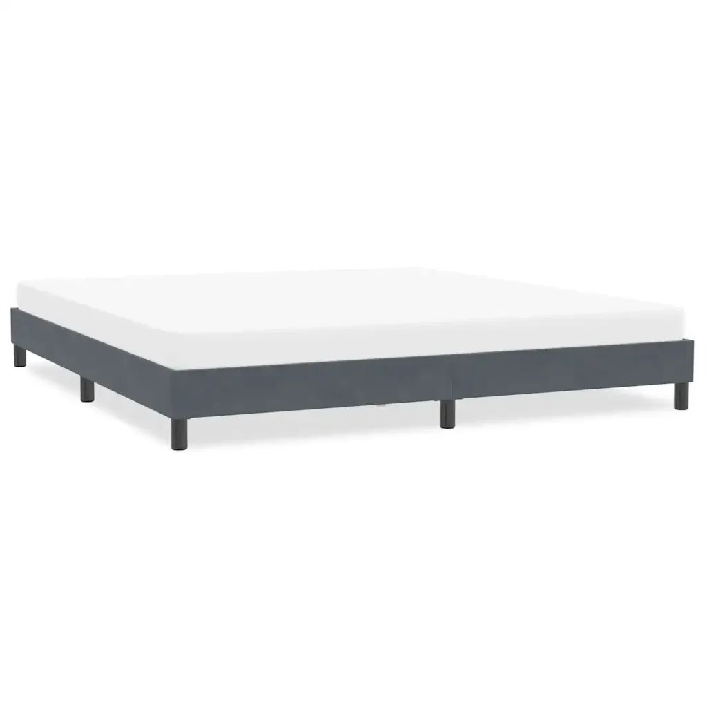 Letto matrimoniale | Letto per adulti | Giroletto senza Materasso Grigio Scuro 200x210 cm Velluto - Image 2