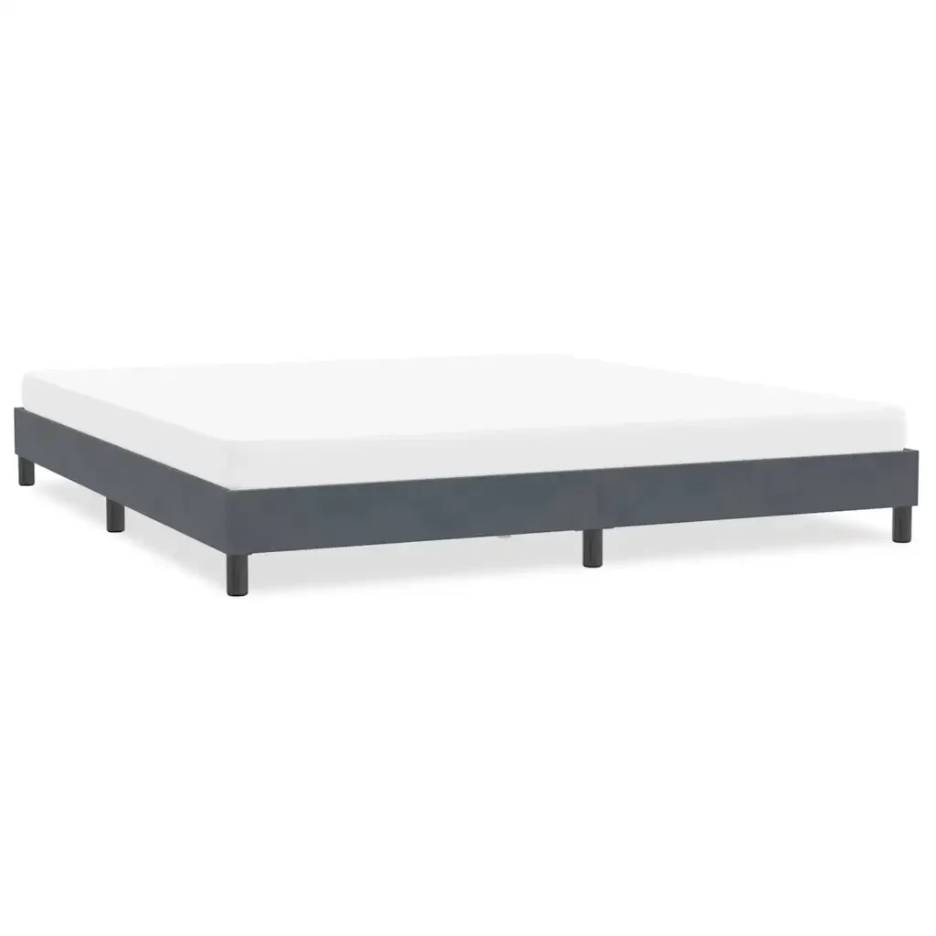 Letto matrimoniale | Letto per adulti | Giroletto senza Materasso Grigio Scuro 200x220 cm Velluto - Image 2