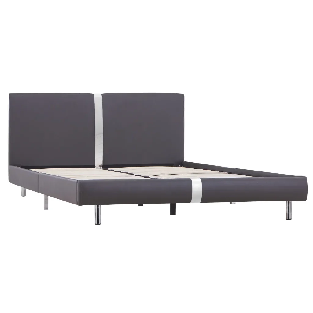 Letto matrimoniale | Letto per adulti | Giroletto senza Materasso Grigio Similpelle 140x200 cm - Image 2