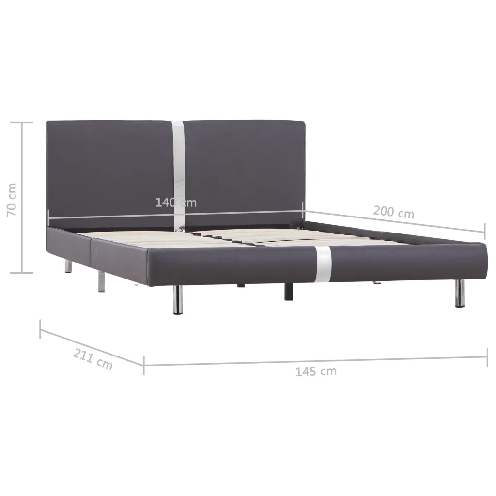 Letto matrimoniale | Letto per adulti | Giroletto senza Materasso Grigio Similpelle 140x200 cm - Image 6