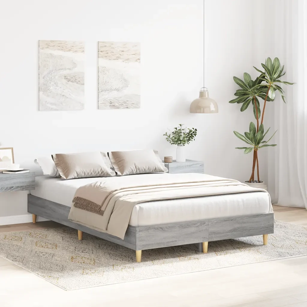 Letto matrimoniale | Letto per adulti | Giroletto senza Materasso Grigio Sonoma 120x200 cm Truciolato - Image 4
