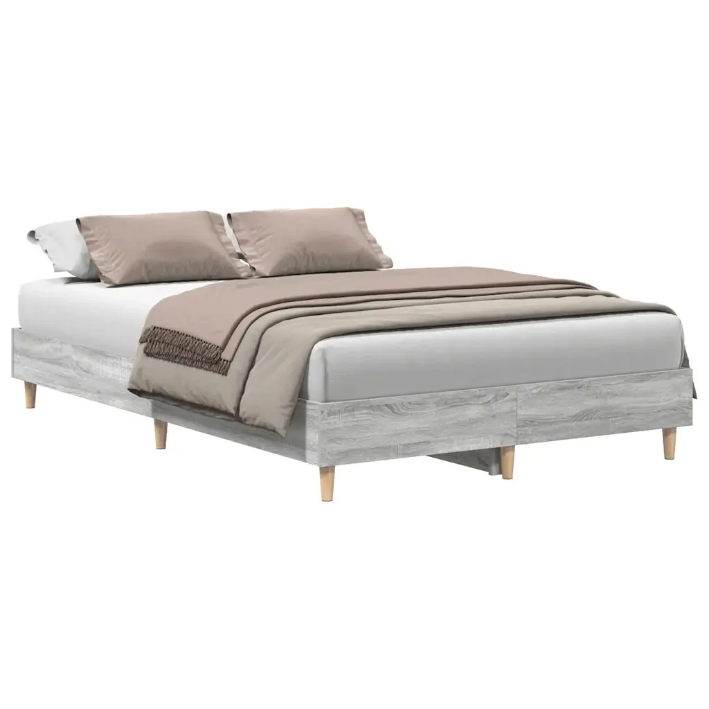 Letto matrimoniale | Letto per adulti | Giroletto senza Materasso Grigio Sonoma 140x190cm in Truciolato