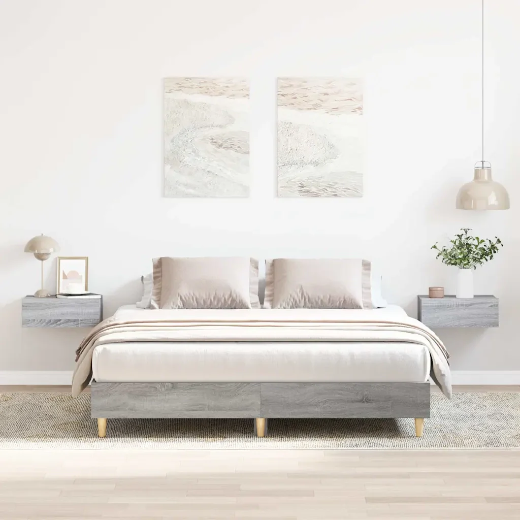 Letto matrimoniale | Letto per adulti | Giroletto senza Materasso Grigio Sonoma 150x200 cm Truciolato - Image 2